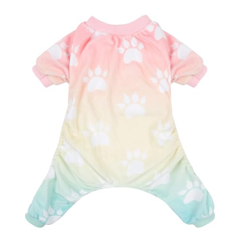 Small Dogs Outfit Soft Puppy Onesies Pjs Dog Pajamas Pet Coat Cat Apparel Comfy Doggie Jumpsuit Bodysuit for All Seasons (A05-Gradient footie / Small)