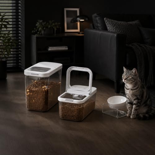 Pet Food Storage Containers With Lids & Scooper (12KG-White-1)