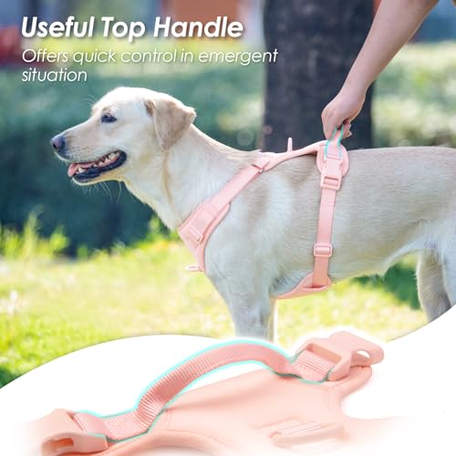 No Pull Dog Harness for Large Sized Dogs Puppy Vest No Choke (Light Pink / XL(Neck:24.8-38.6", Chest:29.1-45.3"))