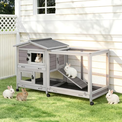 Large Indoor Rabbit Hutch Bunny Cage with Chew