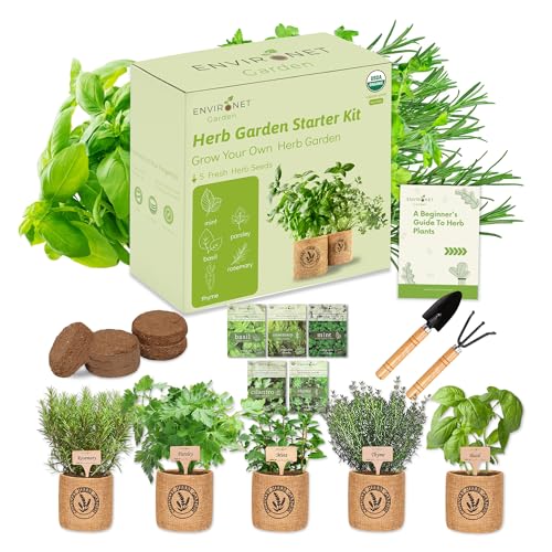 Herb Indoor Garden Kit (Basil, Parsley, Mint, Thyme, Rosemary)