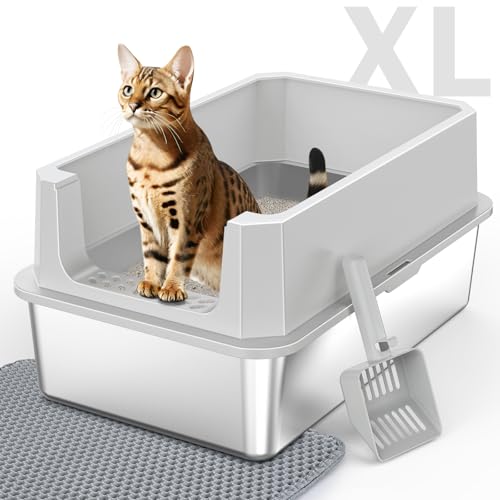 Stainless Steel Litter Box (Silver Grey / XL)