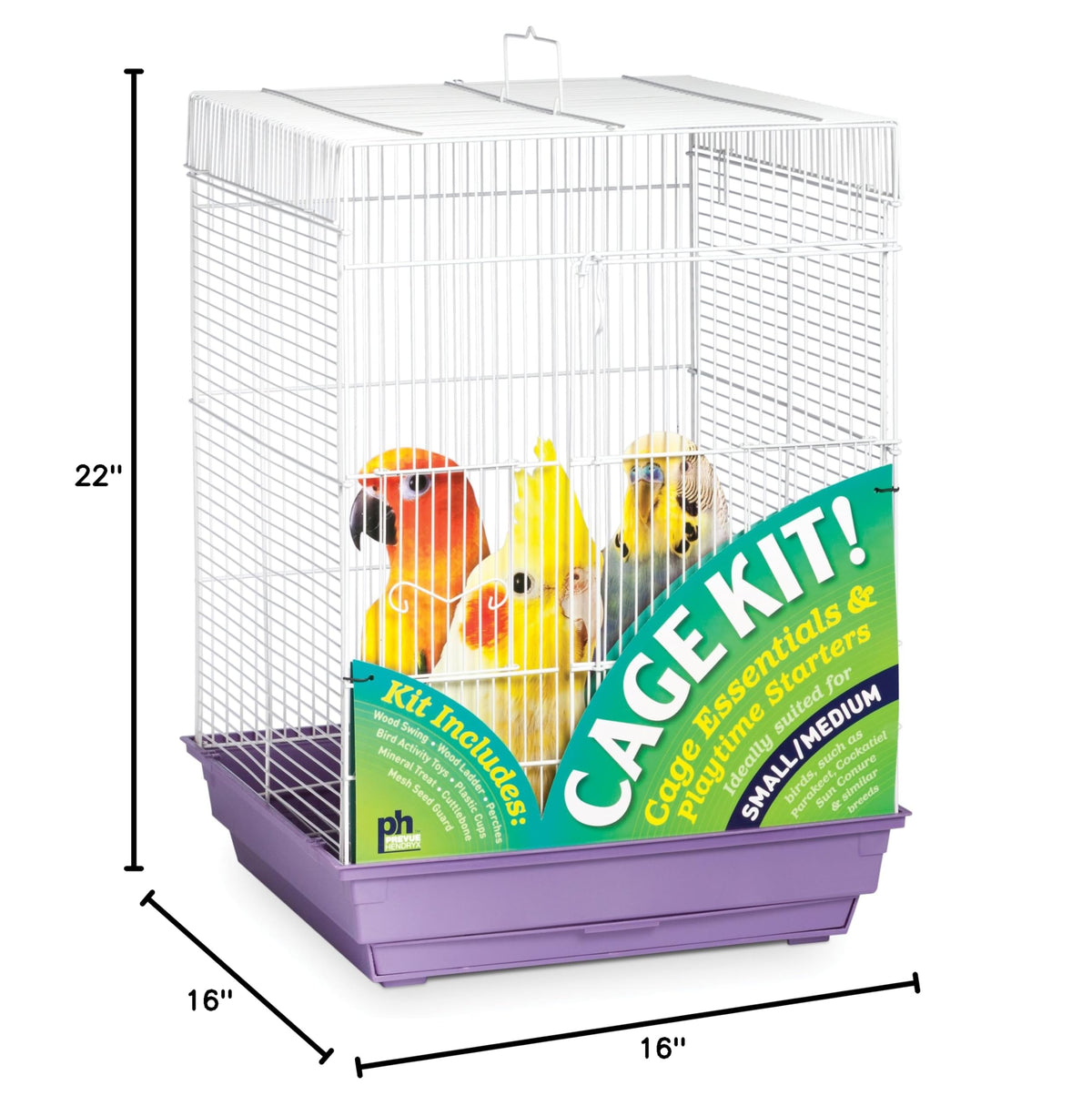 Square Roof Bird Cage Kit (White & Purple)