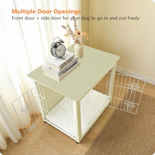 27" Dog Crate Furniture (White Oak / 27.2"L x 20.1"W x 23.6"H)