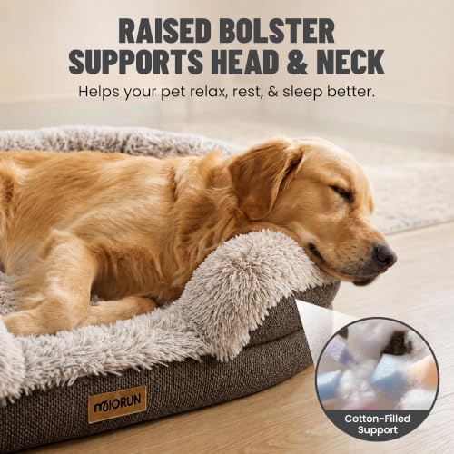 Fluffy Orthopedic Dog Beds Large Sized Dog (Coffee / L-(40", UP to 70lbs))