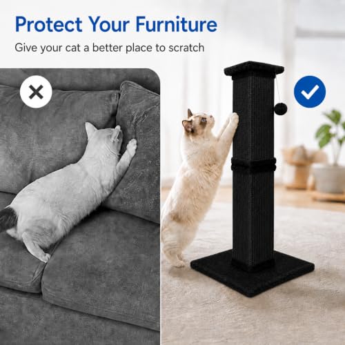 Cat Scratching Post for Indoor Cats (Pure Black)