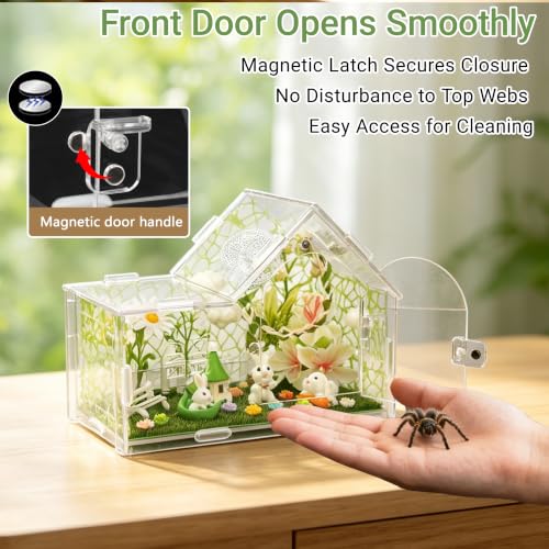 Acrylic Jumping Spider Enclosure Kit 27PCS with Decor (white-Pastoral)