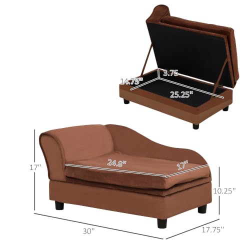 Luxury Fancy Dog Couch with Hidden Storage (Brown)