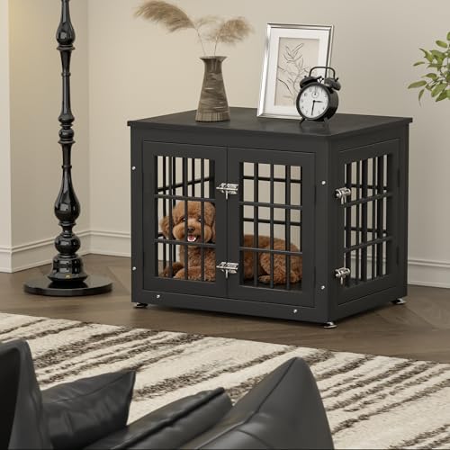26" Heavy Duty Dog Crate Furniture for Small Dogs (Black / 26.0"L x 20.5"W x 22.0"H)