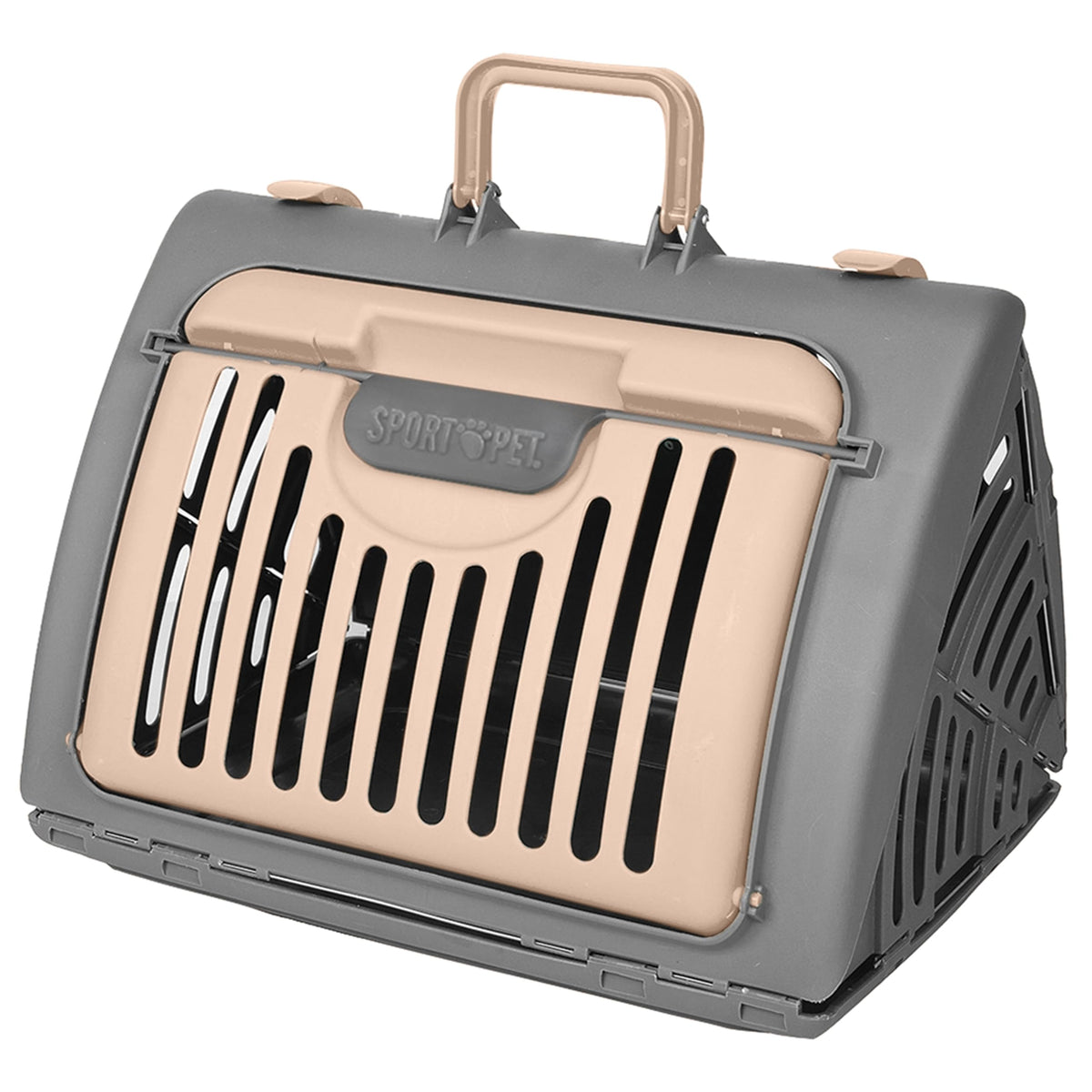 Foldable Travel Cat Carrier (A) Large Carrier (Tan & Gray))