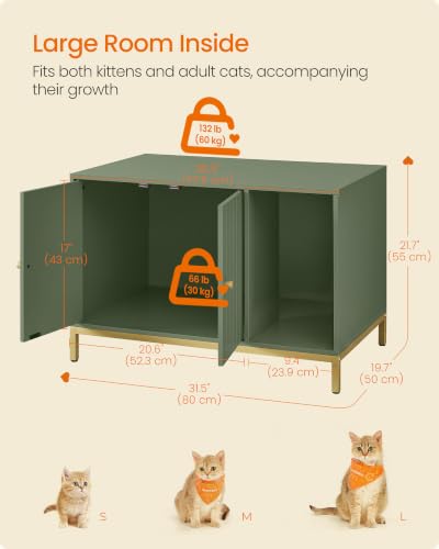 Cat Litter Box Enclosure (Forest Green + Gold / L (31.5"l X 19.7"w X 21.7"h))