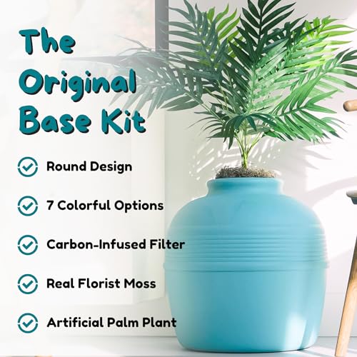 Original Hidden Litter Box Planter (Palm Plant / Base Kit / Coastal Blue)