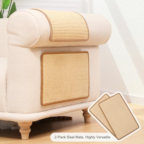 2 Packs Cat Scratching Mat (Beige-2 Packs-19.6 x 11.8 Inch)