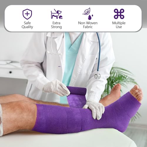 36 Pcs Self Adherent Bandage 4" X 5 Yard Wrap Breathable (Deep Purple / 4" X 5 Yard)