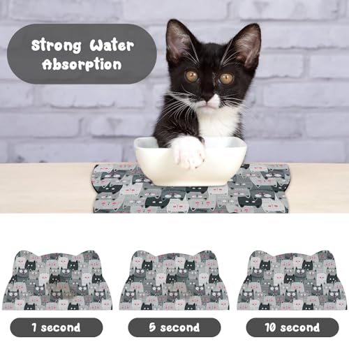 Cat Food Mats for Floor (Grey / 23.6"L x 13.7"W)