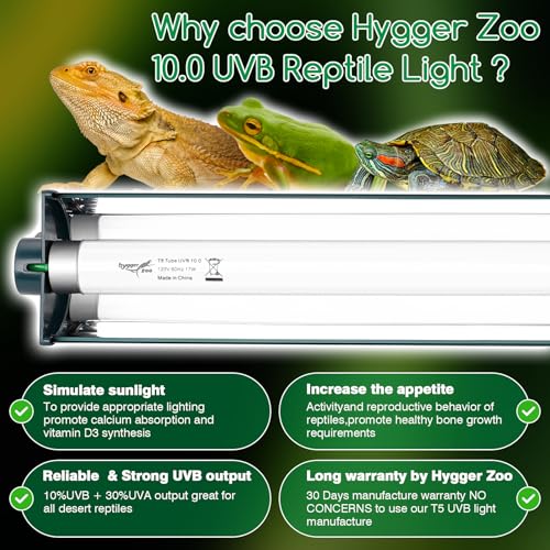 T8 Reptile Light Fixture Combo Kit 17W Green Light 10.0 UVB Fluorescent Tube for Reptiles (17w-green / 17W 24.3IN Green)
