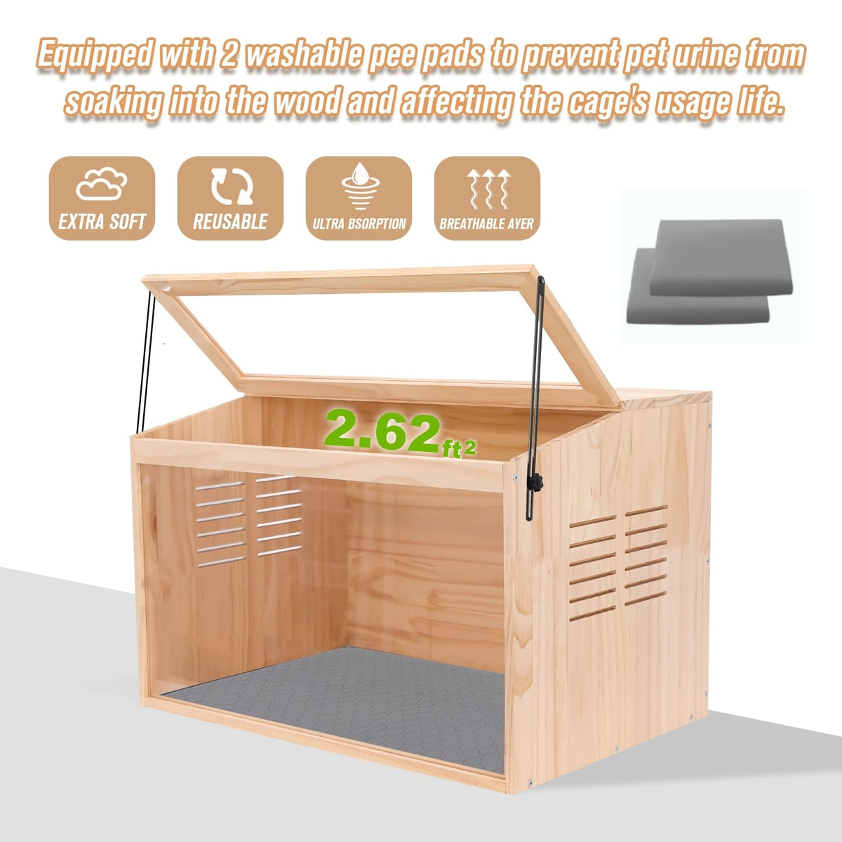 Wooden Hamster Cage (24.0"L x 16.0"W x 16.0"H)