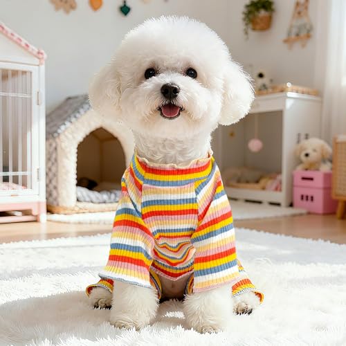 Striped Dog Pajamas Stretchy Cute Four (Yellow / XX-Large)