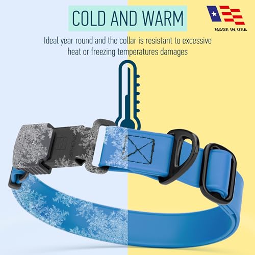 Biothane Waterproof Dog Collar with Herm Sprenger Black Stainless Steel Quick Release Buckle (W 1" x L 15"-25" / Cerulean Blue)