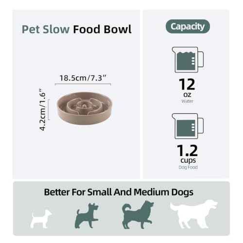 Ceramic Slow Feeder Dog Bowls (Brown Coffee)