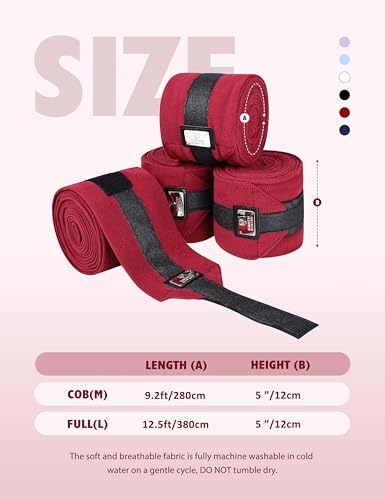 4 Pack Horse Polo Wraps (L / Burgundy)