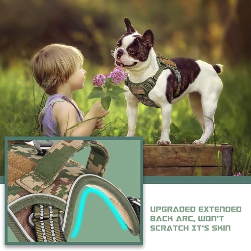 Tactical Dog Harness for Small Dogs No Pull (Forest Camo / XS(Neck:10-12", Chest:12-21"))