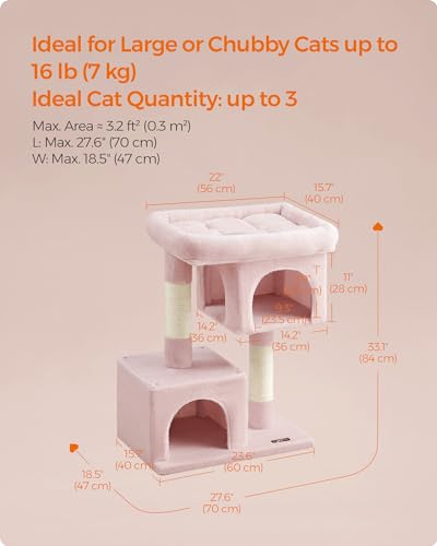 Cat Tree 33.1 (L (23.6"L x 15.7"W x 33.1"H) / Jelly Pink)
