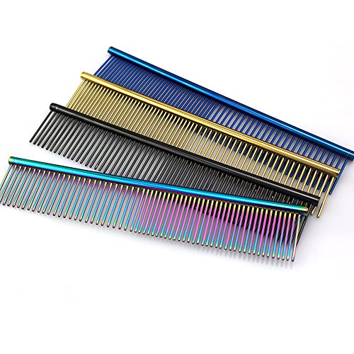 ZoCr Stainless Steel Pet Comb for Dogs Cats (Purple)