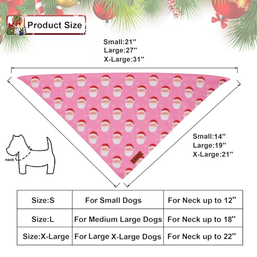 Pink Christmas Dog Bandana (X-Large / Christmas-2)