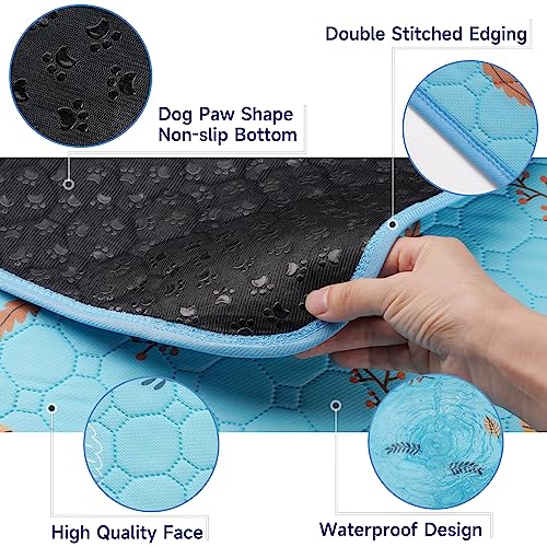 Washable Pee Pads for Dogs Extra Large 36" x 72" 2 (Leaves - Sky Blue / 36x72 Inch (Pack of 2))