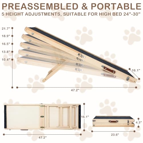 Folding Dog Ramp Safety for Bed (47.3 Inch Long)