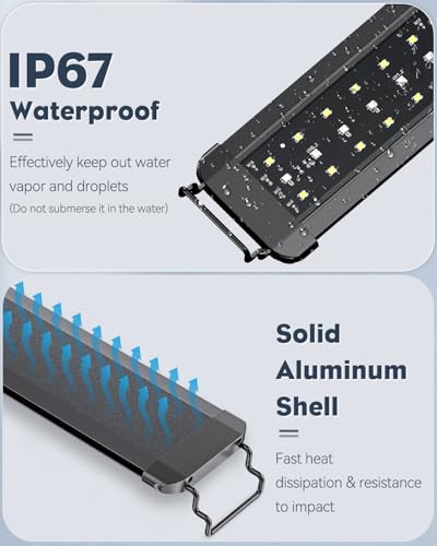 14 W UVB Light for Reptiles for 18" to 24" Terrariums Extendable Reptile Tank Light with Full Spectrum Brilliant with Day & Night Modes and Adjustable Brightness (18-24 Inch (14W))