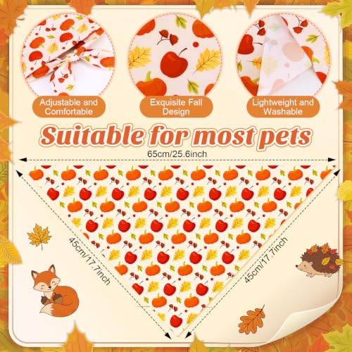 200 Pcs Fall Dog Bandanas Bulk Autumn Leaf Pumpkin Acorn Mushroom (Orange, Yellow,White / Rustic Fall)