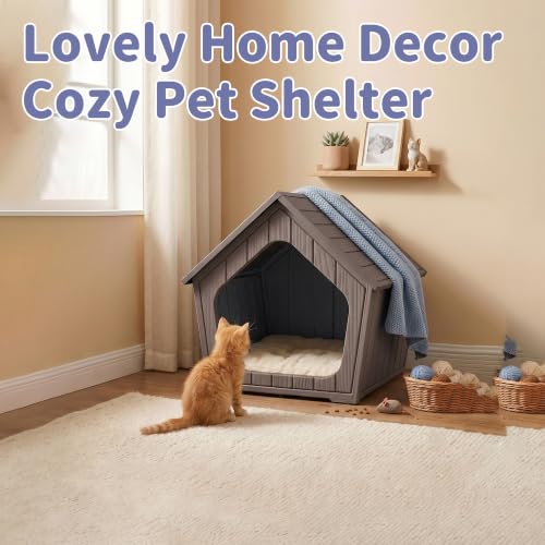 Outdoor Dog House for Small Dogs (Grey / XSmall Dog: 22.8 Inch)