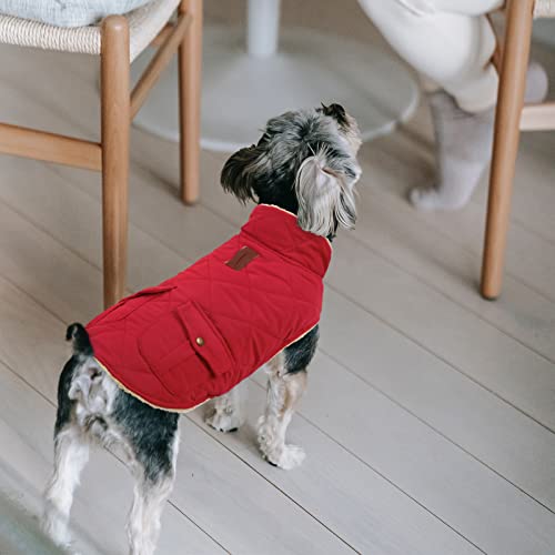 Warm Dog Cold Weather Coat Thick Quilting Large Winter Jacket (Large / Red)