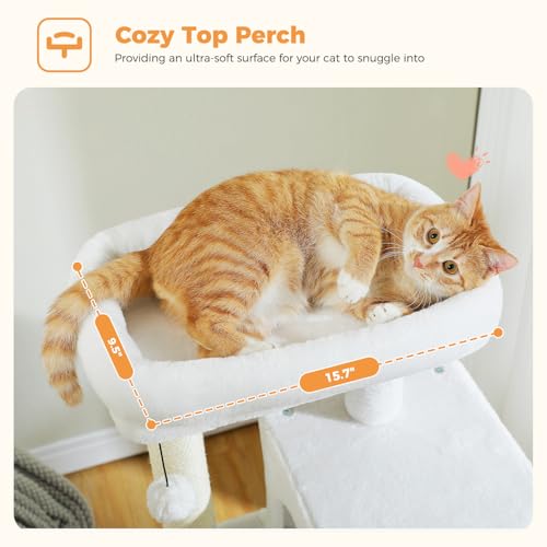32" Small Cat Tree for Kittens & Small Cats (White / 46 Inches)