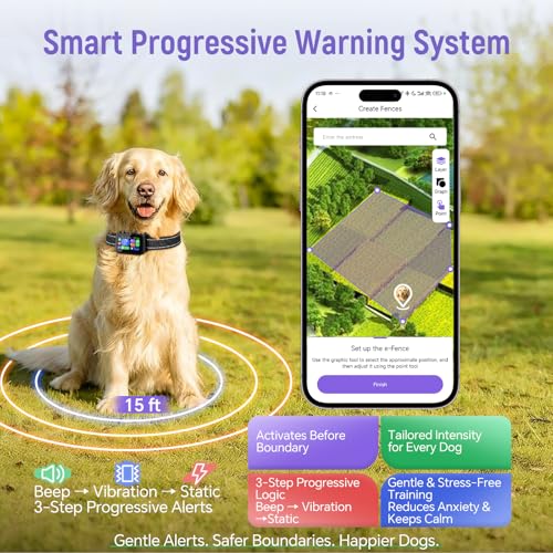 GPS Wireless Dog Fence with Remote Training Collar (Black)