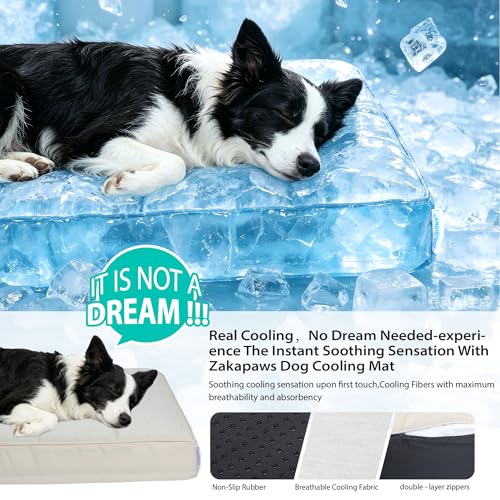 Cooling Dog Bed for Medium Dogs (Dark Beige / 30"L x 20"W x 3"H)
