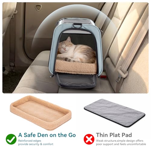 Large Cat Carrier with Patented Safety Buckles (19.0"L x 12.0"W x 12.0"H / Cyan blue)