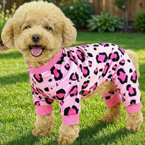 Dog Pajamas Onesie (02 Pink Leopard / L (10-15 lb) Chest: 17.8")