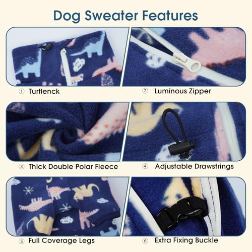Extra Warm Dog Coat (2XS / BlueDinosaur)