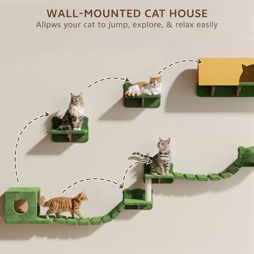 Cat Wall Furniture (Green / 26 Piece Set)