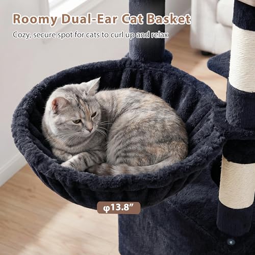 Cat Tree Sturdy Cat Tower with 2 Spacious Cat Condos GCT029G (60 inches / Dark Gray)