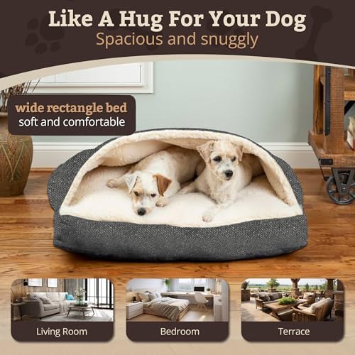 Rectangle Cozy Cave Dog Bed (Merlin Pewter / Medium)