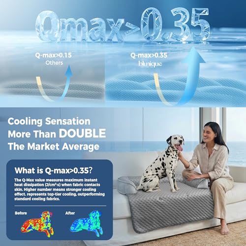 XLarge Dog Cooling Bed for Sofa (Cooling Grey / 45"L x 37"W x 5"Th)