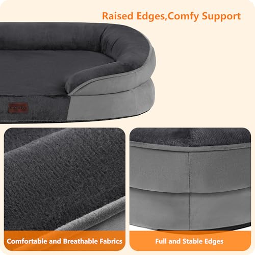 Orthopedic Waterproof Large Dog Bed Sofa (Dark Grey / Large(38 x 28.5 x 6 inch))