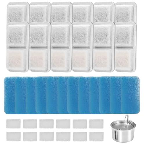 12 Pack) Cat Water Fountain Filters Replacement Compatible with oneisall Cat Water Fountain, Cat Fountain Filters for 67oz/2L Stainless Steel Cat Fountain