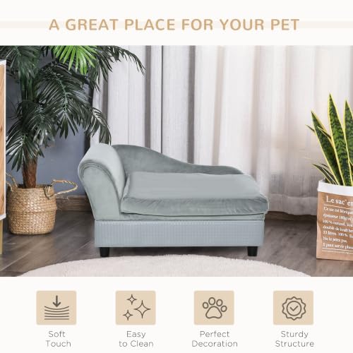Luxury Fancy Dog Couch with Hidden Storage for Puppies (Light Gray)