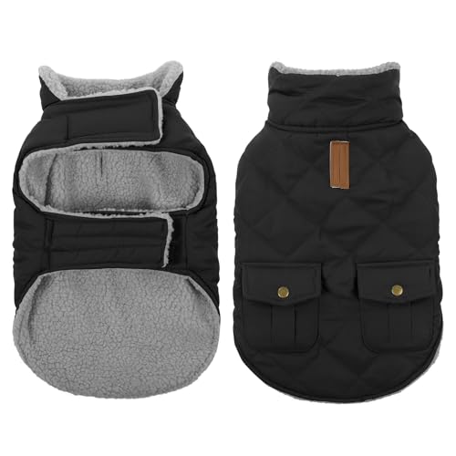Waterproof Dog Winter Coat Warm Puffer Jacket Cold Weather Vest (X-Large / Black)