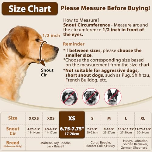 Dog Muzzle Anti Eating for Small Medium Large Dogs (XS)